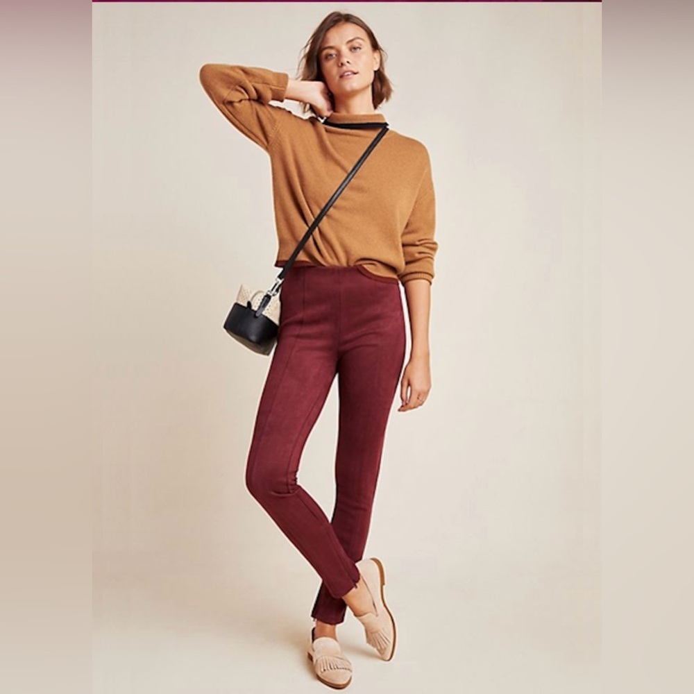 Sanctuary x Anthropologie Burgundy Faux Suede Legging, size XL
